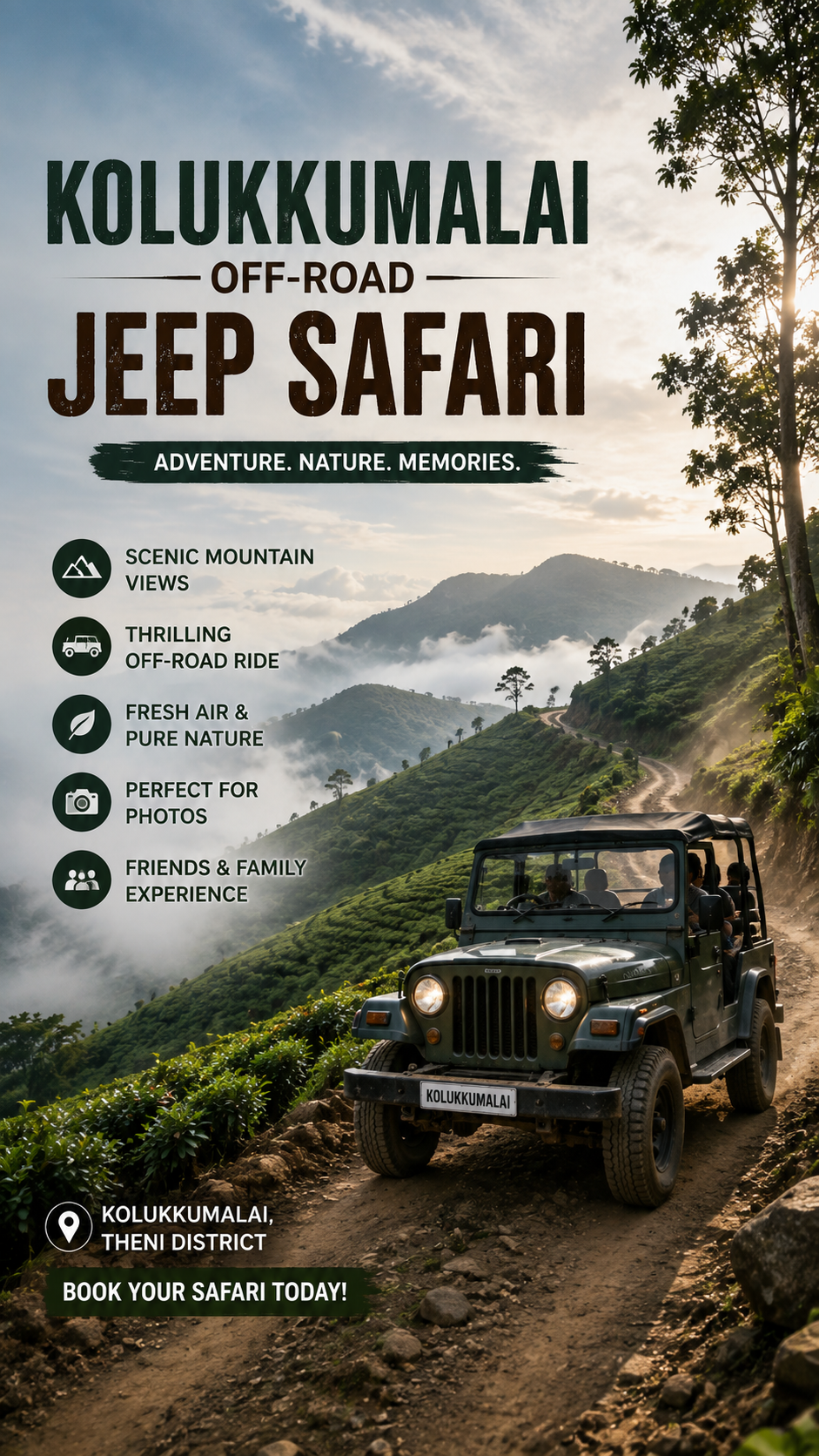 Kolukkumalai sunrise view from jeep safari